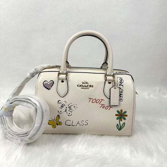 Coach Rowan Satchel Crossbody Bag With Sketch Print In Chalk Leather CAK19 NWT - Picture 1 of 13